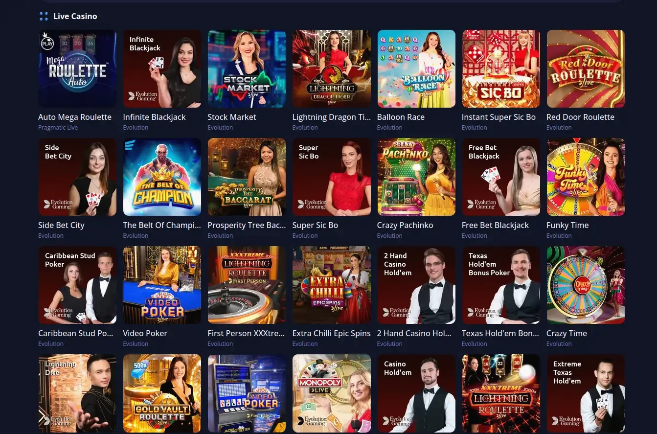 Interface du casino Hermes avec jeux et promotions